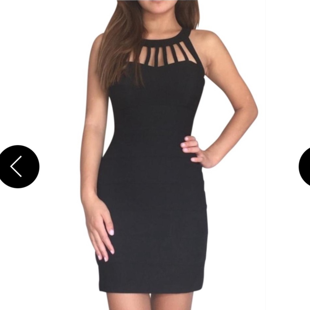 Black Caged Halter Bodycon dress